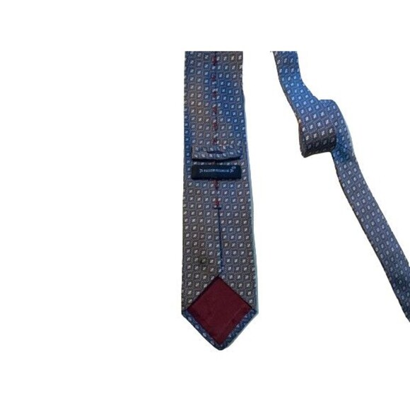 Massimo Bizzocchi Grey White Geometric Pattern 100% Silk 3.5' Tie Made In Italy - Picture 3 of 4